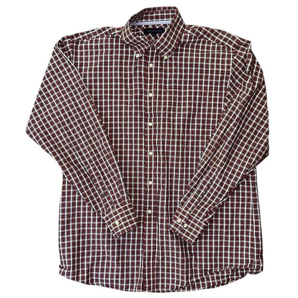 NWOT Tommy Hilfiger Red Plaid Cotton Button Down Men's Shirt Large - Picture 1 of 6